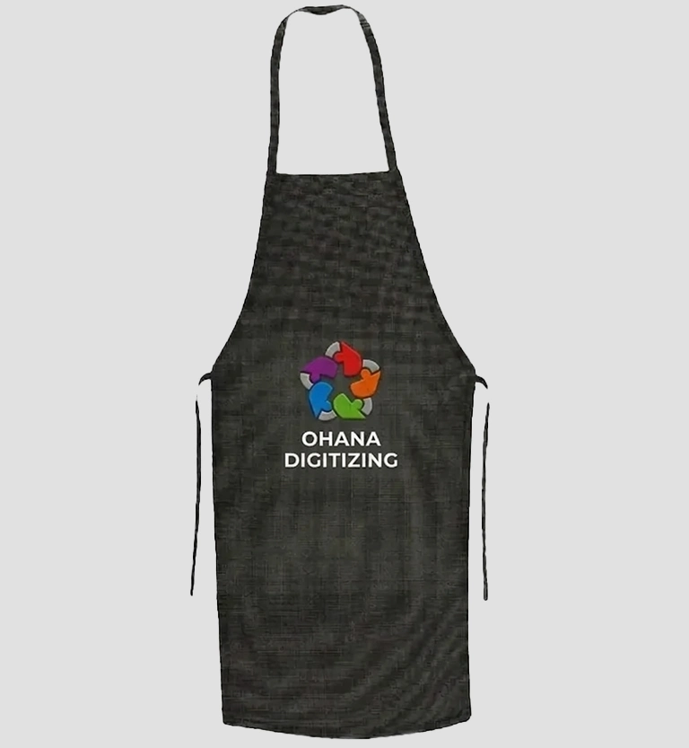 Apron with Ohana Digitizing logo in front