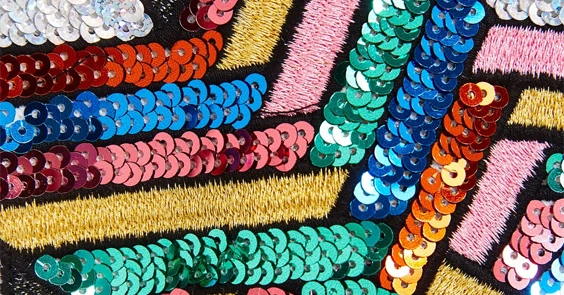 Sequin embroidery on fabric